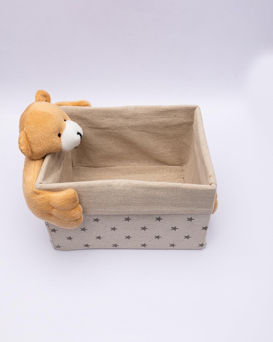 Fabric Toy Basket, for Home Storage, Teddy Bear, Brown, Paper & Fabric, Set of 2 - MARKET 99