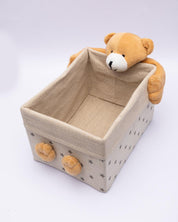 Fabric Toy Basket, for Home Storage, Teddy Bear, Brown, Paper & Fabric, Set of 2 - MARKET 99