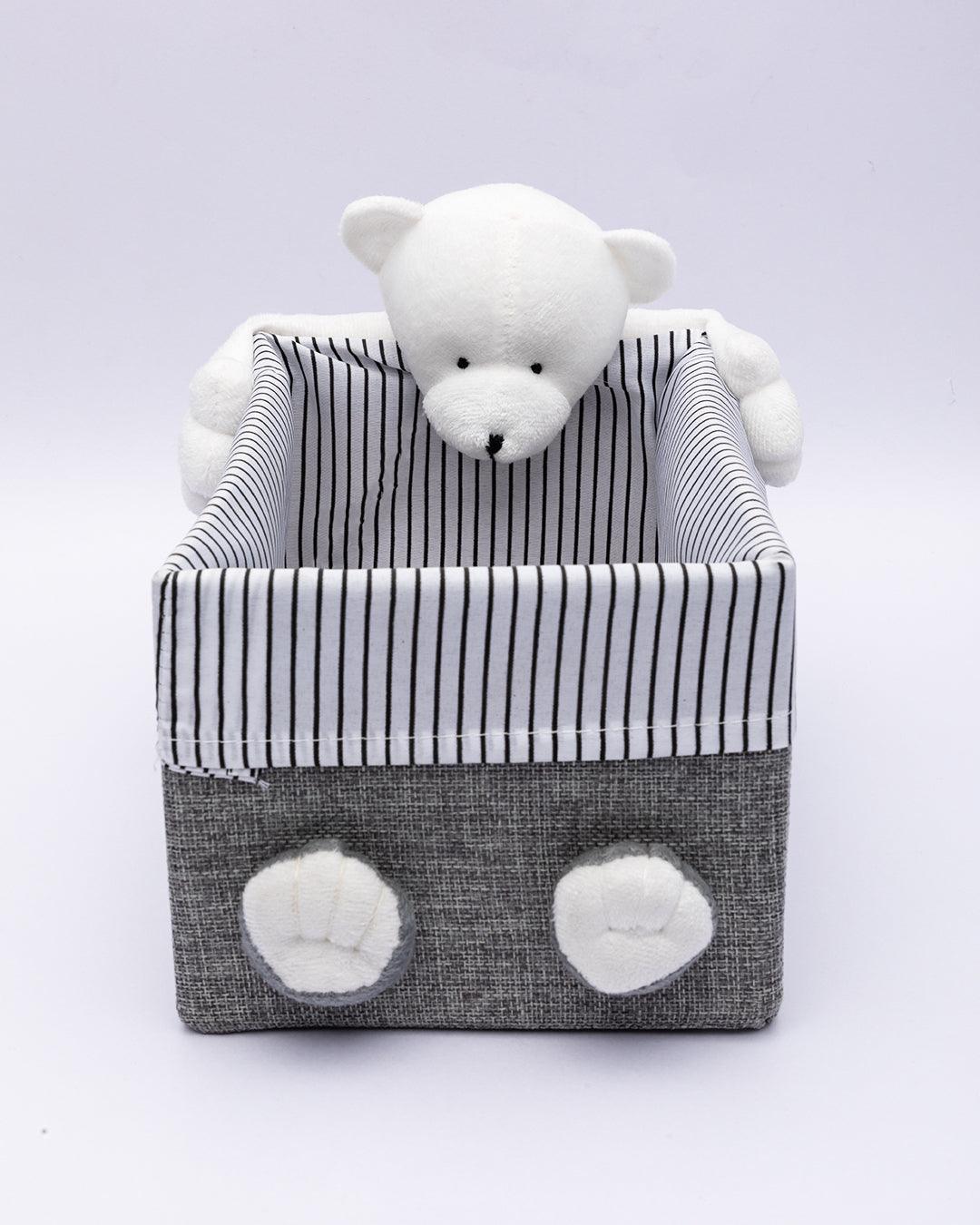 Fabric Toy Basket, for Home Storage, Teddy Bear, Grey, Paper & Fabric, Set of 2 - MARKET 99