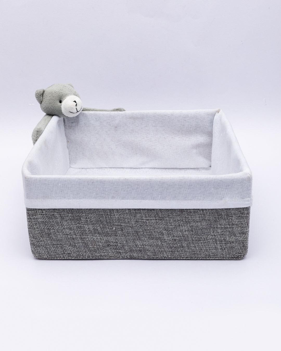 Fabric Toy Basket, for Home Storage, Teddy Bear, Grey, Paper & Fabric, Set of 2 - MARKET 99