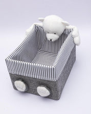 Fabric Toy Basket, for Home Storage, Teddy Bear, Grey, Paper & Fabric, Set of 2 - MARKET 99