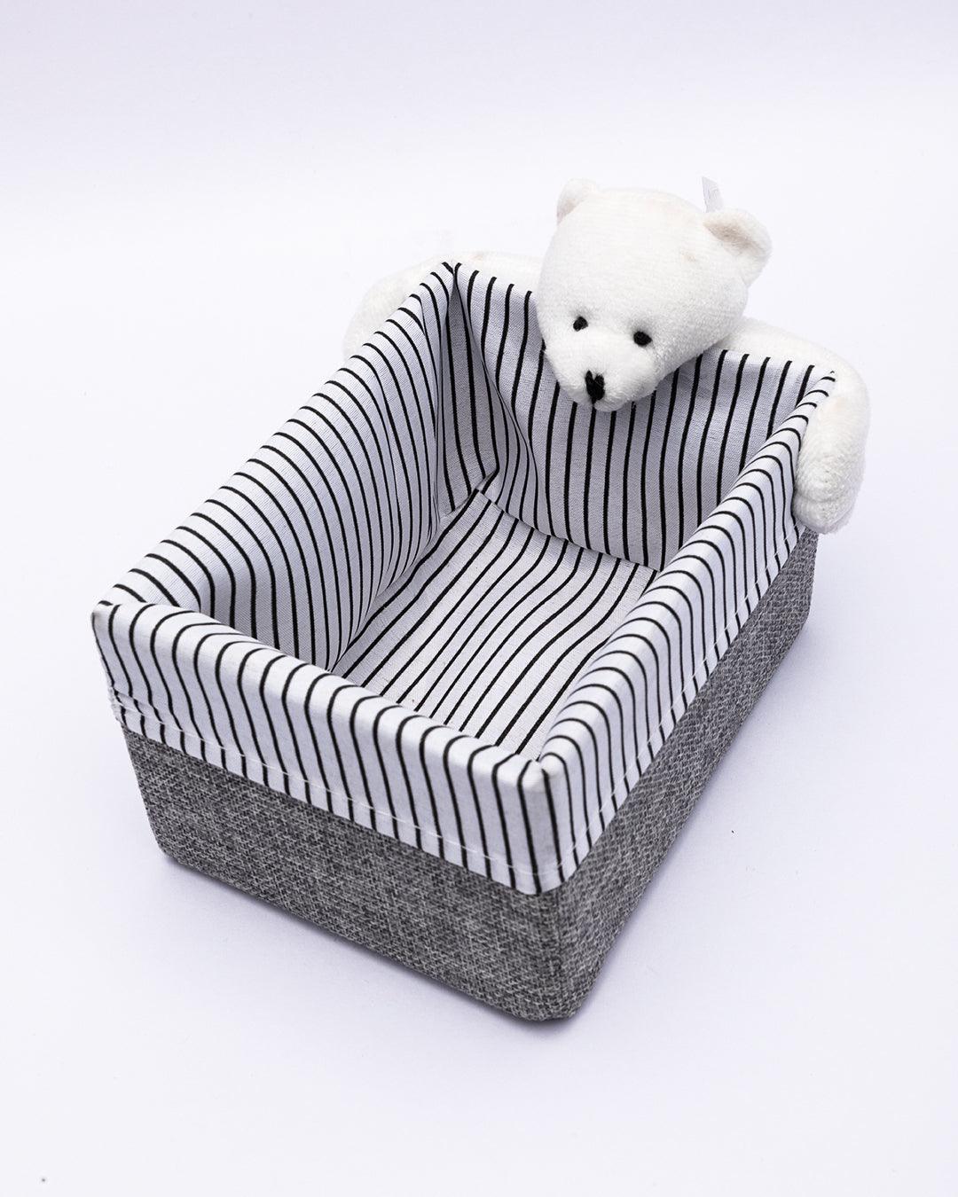 Fabric Toy Basket, for Home Storage, Teddy Bear, Grey, Paper & Fabric, Set of 2 - MARKET 99