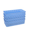 Fashion & Stationery Storage Baskets, Medium, Blue, Plastic, Set of 4 - MARKET 99