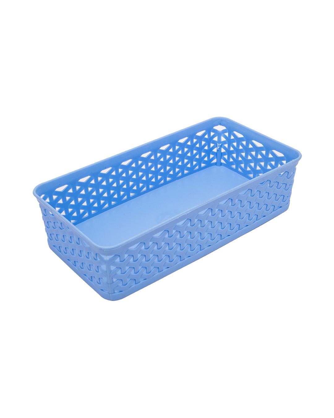 Fashion & Stationery Storage Baskets, Medium, Blue, Plastic, Set of 4 - MARKET 99