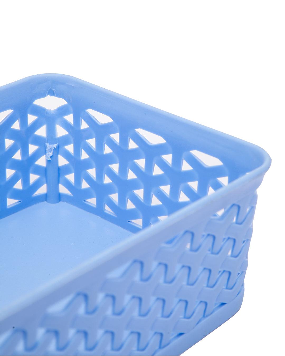 Fashion & Stationery Storage Baskets, Medium, Blue, Plastic, Set of 4 - MARKET 99