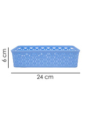 Fashion & Stationery Storage Baskets, Medium, Blue, Plastic, Set of 4 - MARKET 99