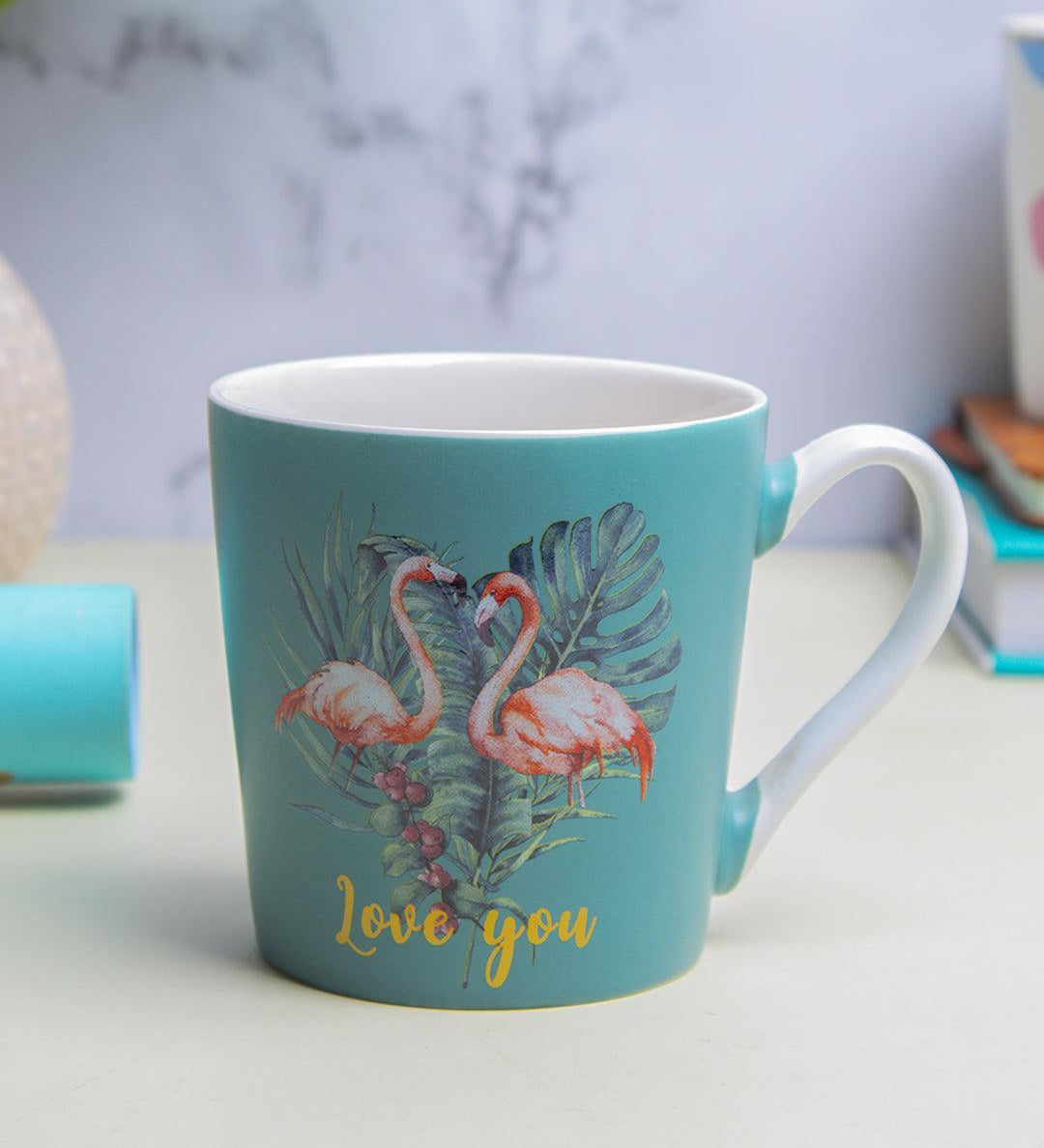 Flamingo Ceramic Mug - 400mL, Turquoise - MARKET 99
