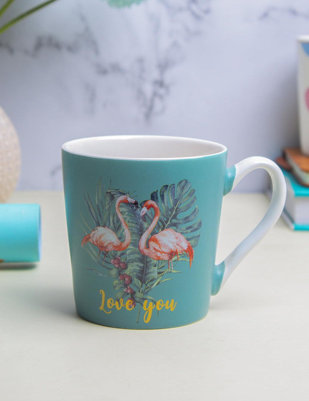 Flamingo Ceramic Mug - 400mL, Turquoise - MARKET 99