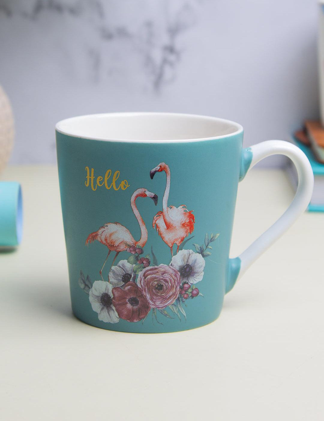 Flamingo Theme Coffee Mug - 400mL, Turquoise - MARKET 99