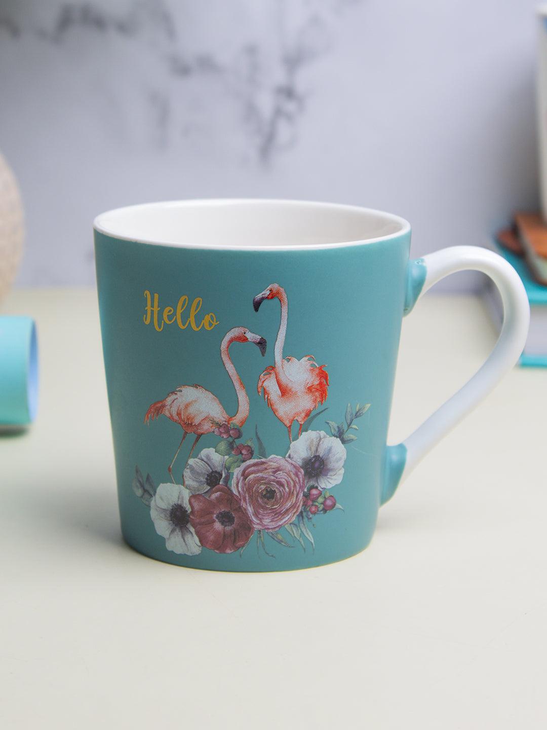 Flamingo Theme Coffee Mug - 400mL, Turquoise - MARKET 99