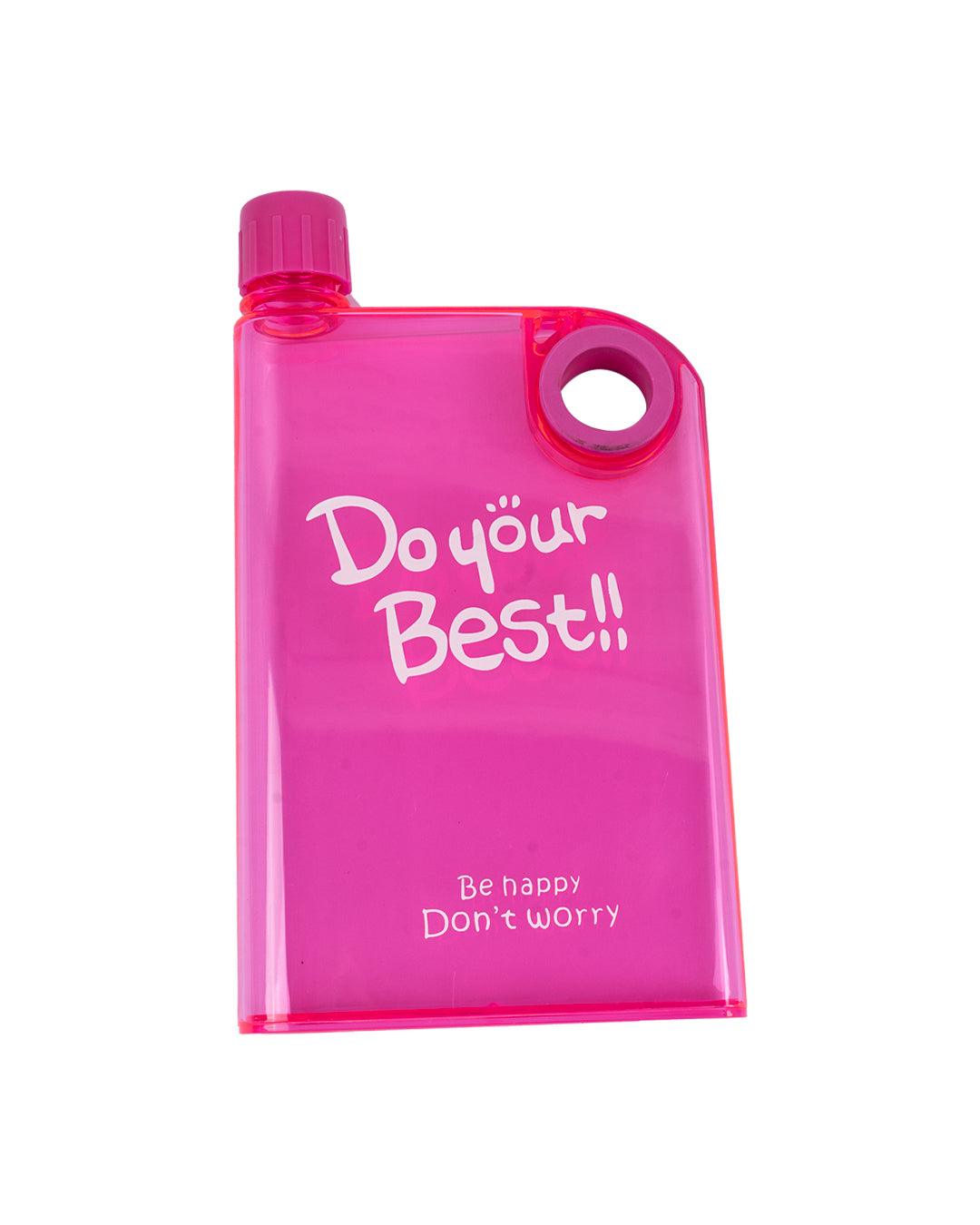 Flat Water Bottle, Pink, Plastic, 380 mL - MARKET 99