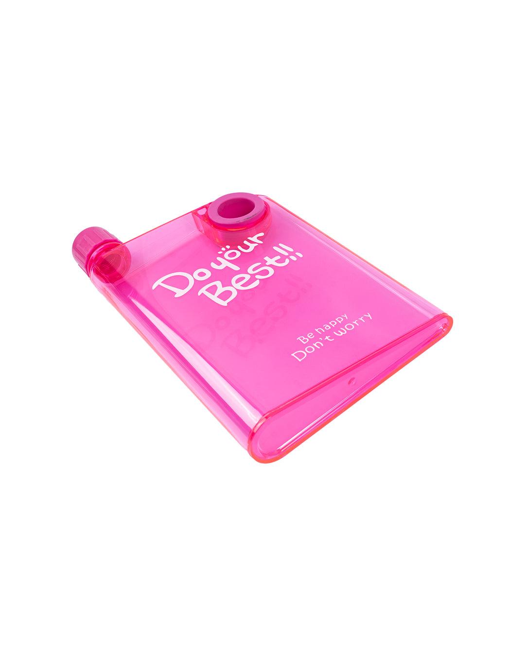 Flat Water Bottle, Pink, Plastic, 380 mL - MARKET 99