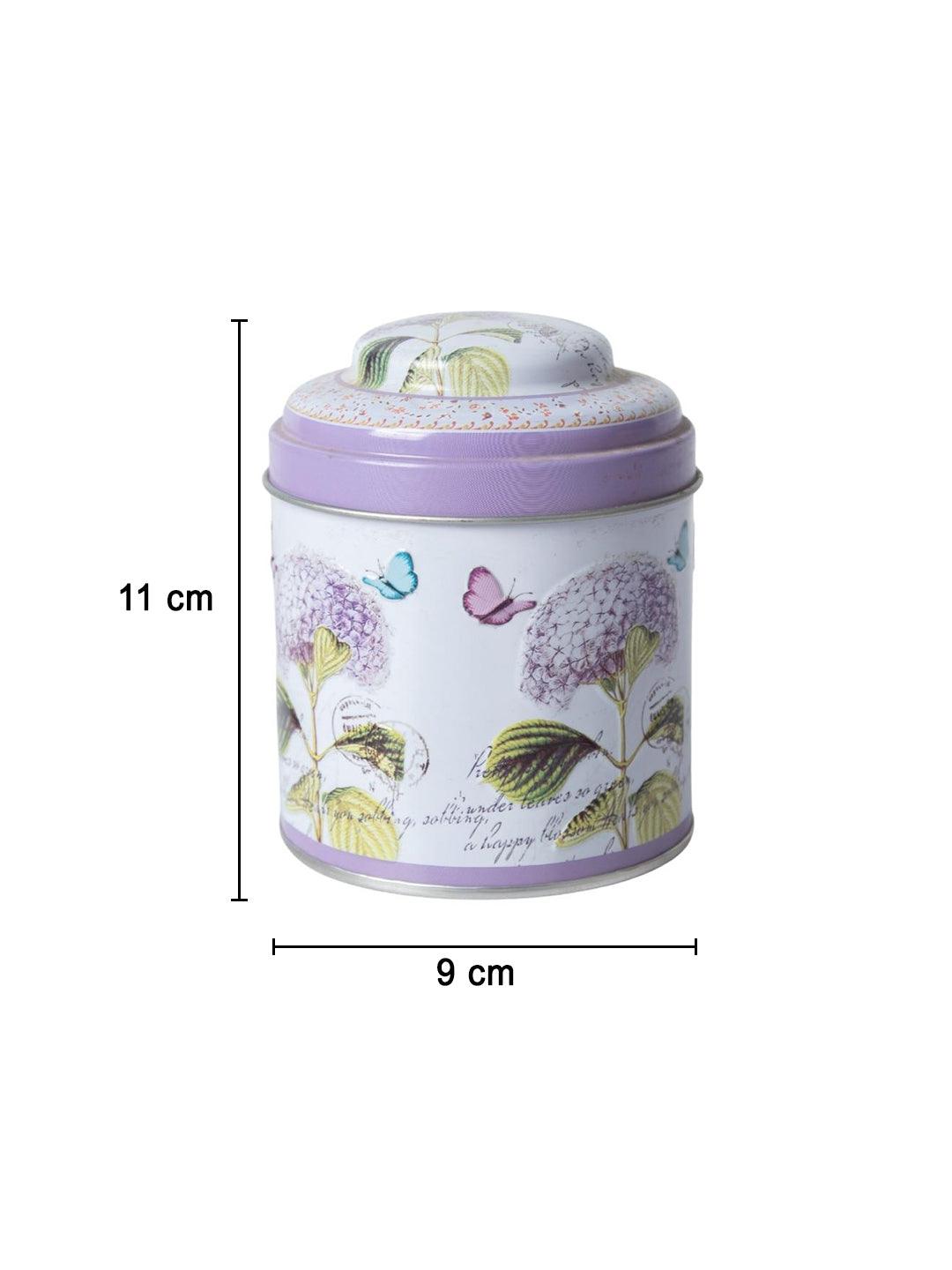 Floral Metal Tin Canister - Lavendor