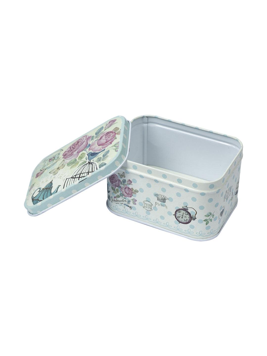 Floral Metal Tin Container Box - Assorted Colour - MARKET 99