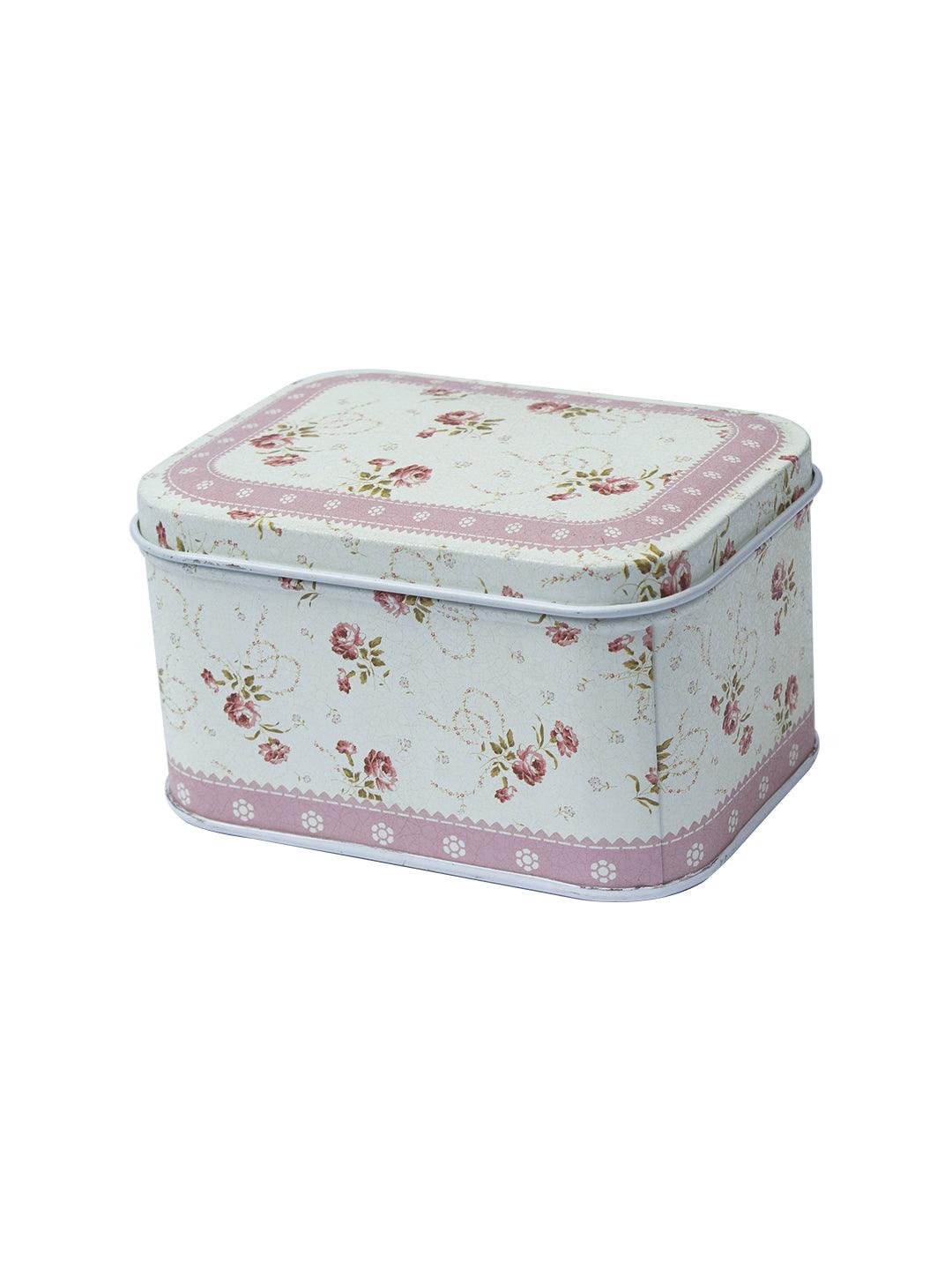Floral Metal Tin Container Box - Assorted Colour - MARKET 99