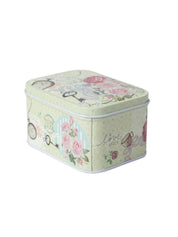 Floral Metal Tin Container Box - Green