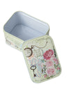 Floral Metal Tin Container Box - Green