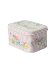 Floral Metal Tin Container Box - Light Pink