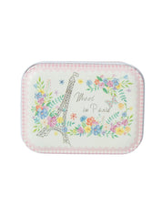 Floral Metal Tin Container Box - Light Pink