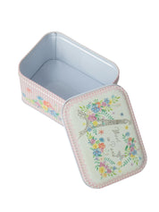 Floral Metal Tin Container Box - Light Pink