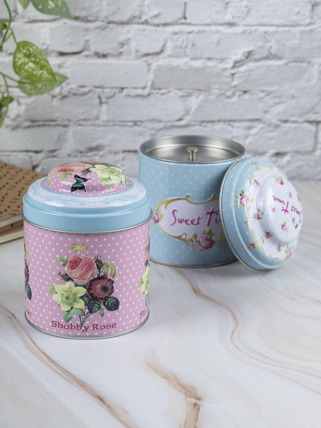 Floral Tin Storage Canisters - Assorted Colour - MARKET 99