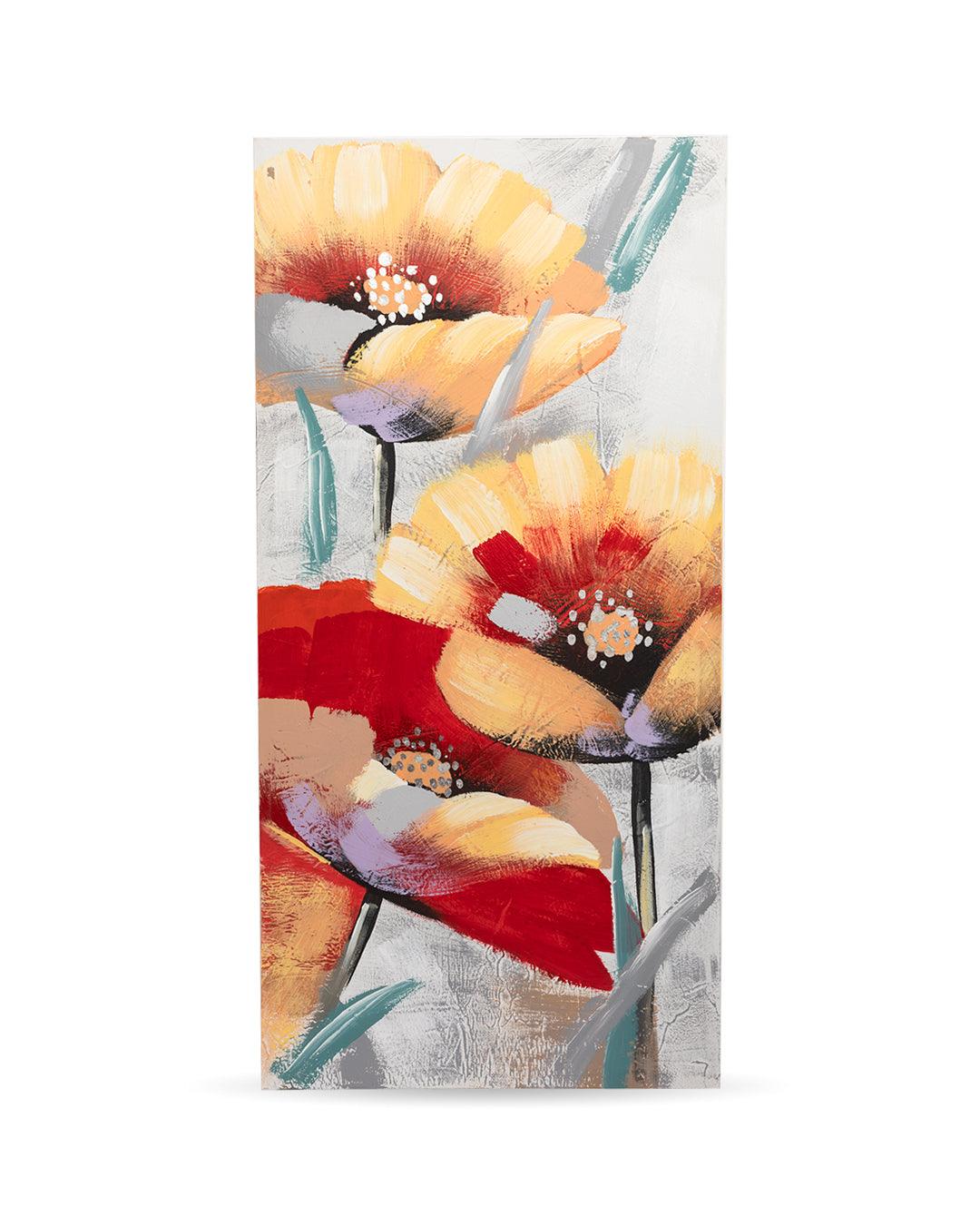 Flowers Hand Made Oil Painting, Gallery Wrapped, Red, Canvas - MARKET 99