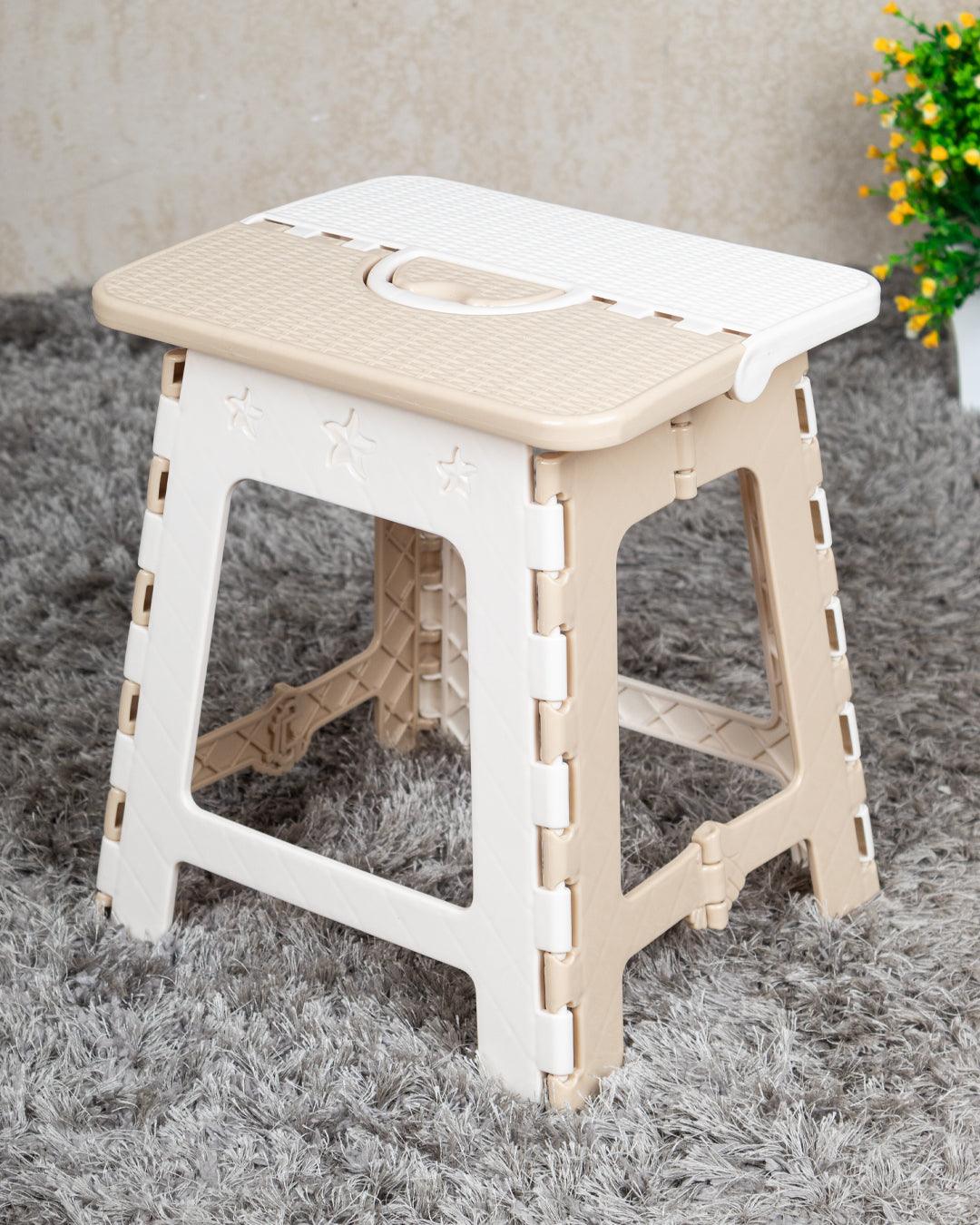 Folding Stool, Beige, Plastic - MARKET 99