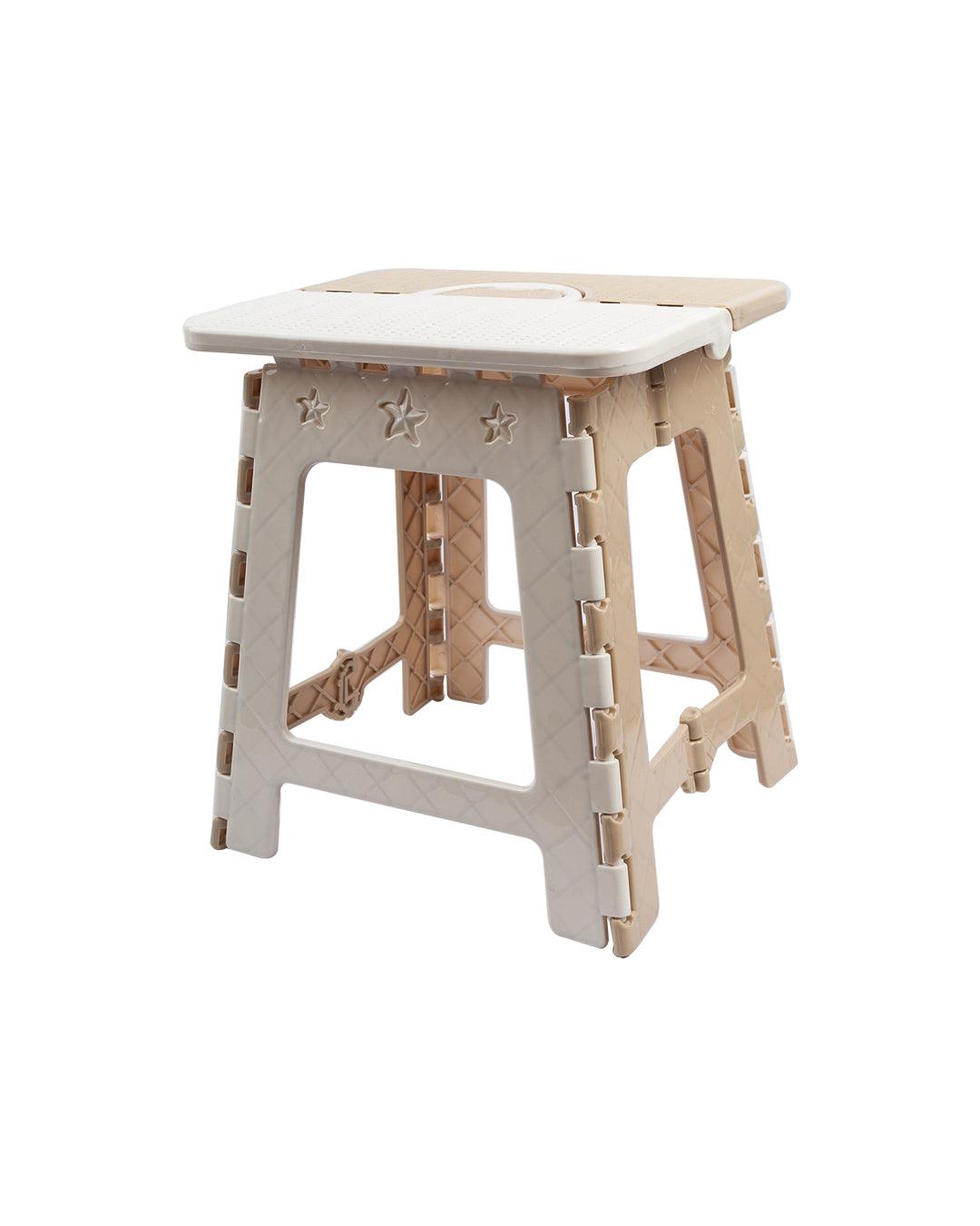 Folding Stool, Beige, Plastic - MARKET 99