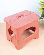 Folding Stool, Red, Plastic - MARKET 99