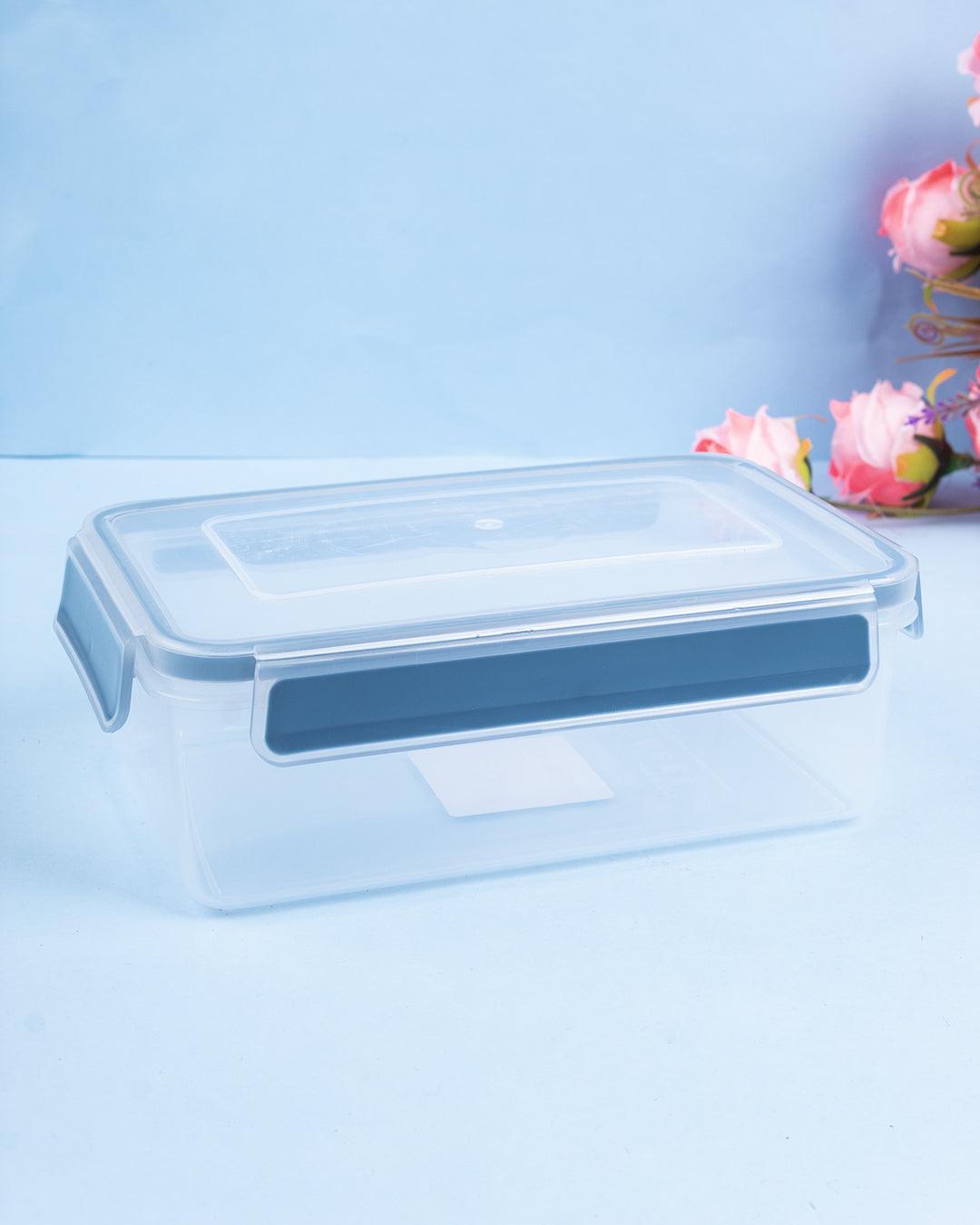 Food Storage Container, with Clip Lock, Blue, Plastic, 1.1 Litre - MARKET 99