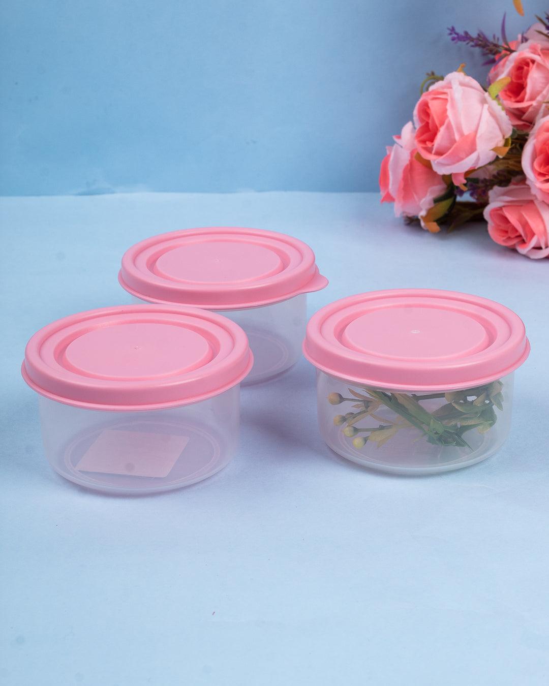 Food Storage Containers, Pink, Plastic, Set of 3, 160 mL - MARKET 99