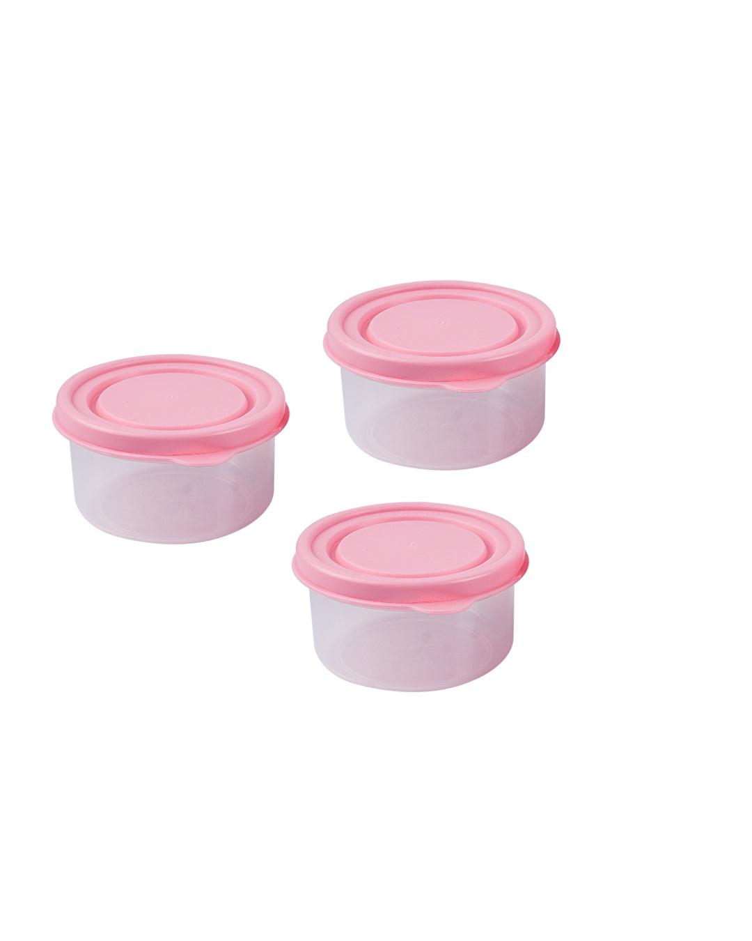Food Storage Containers, Pink, Plastic, Set of 3, 160 mL - MARKET 99