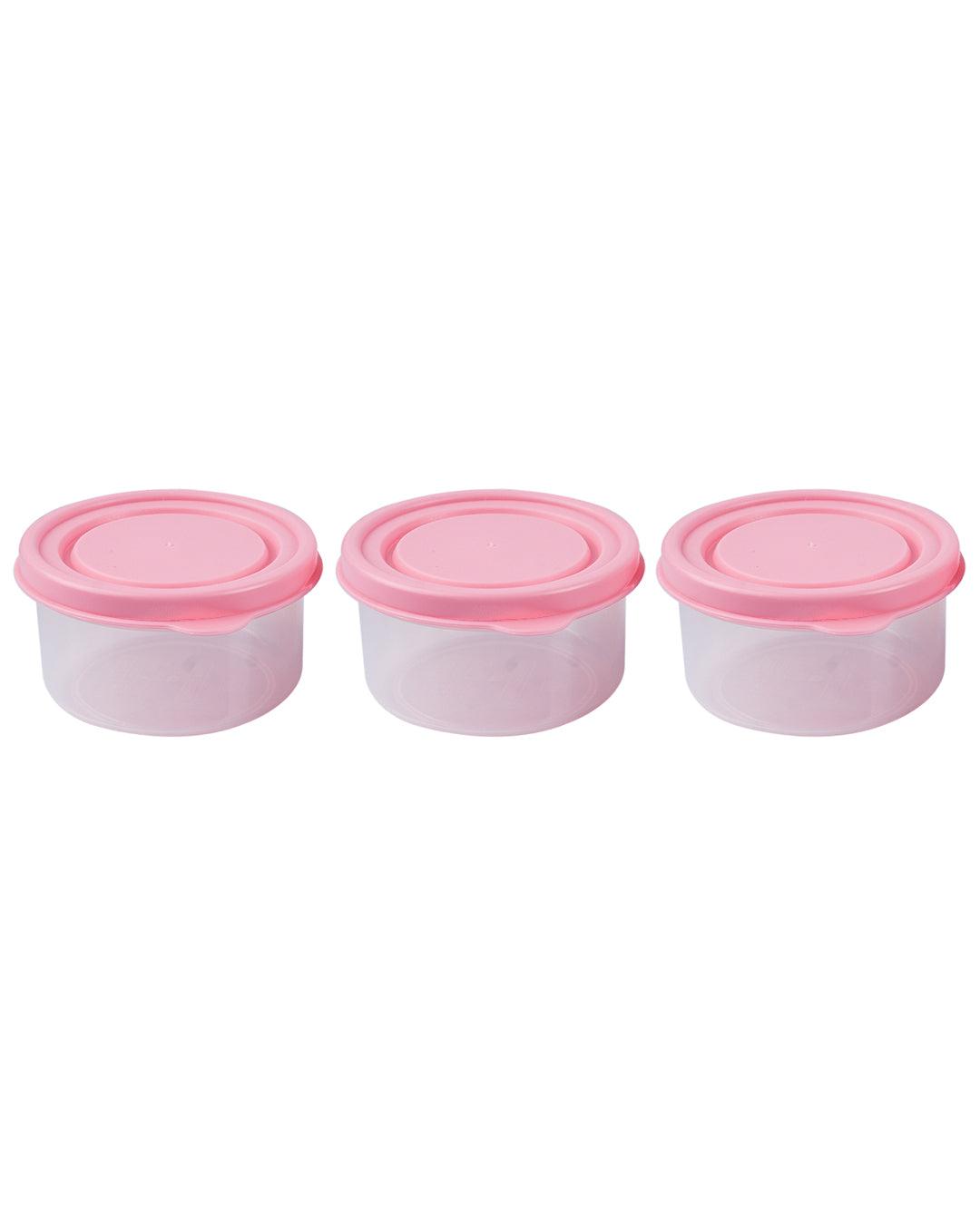 Food Storage Containers, Pink, Plastic, Set of 3, 160 mL - MARKET 99