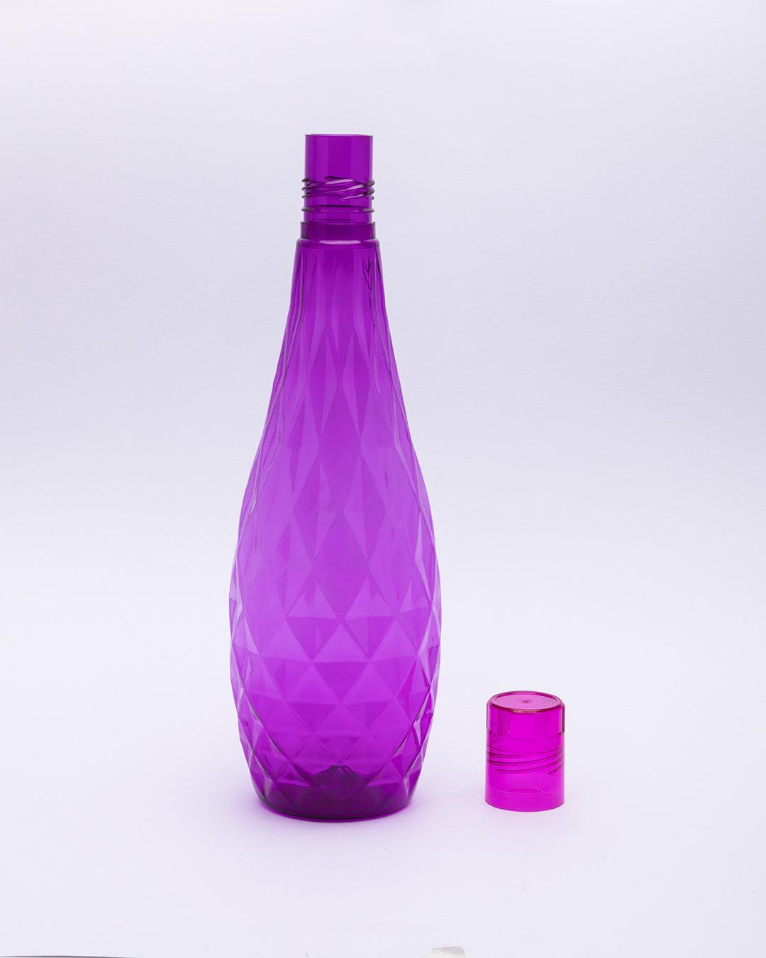 Fridge Water Bottle, Crystal Look, Purple Colour, Plastic, 1 L, Pack Of 3 - MARKET 99