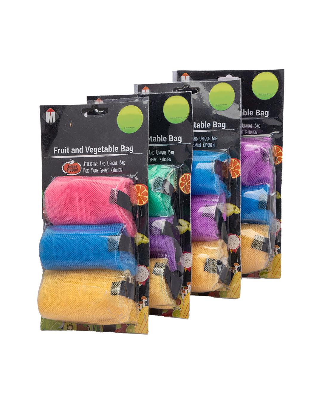 Fruit & Vegetable Bags, Multicolour, Plastic, Set of 12 - MARKET 99