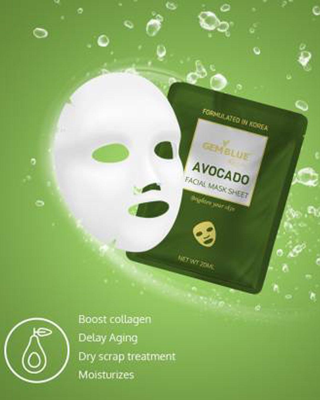 Gemblue Biocare Avocado Facial Mask Sheet - Pack Of 2 - MARKET 99