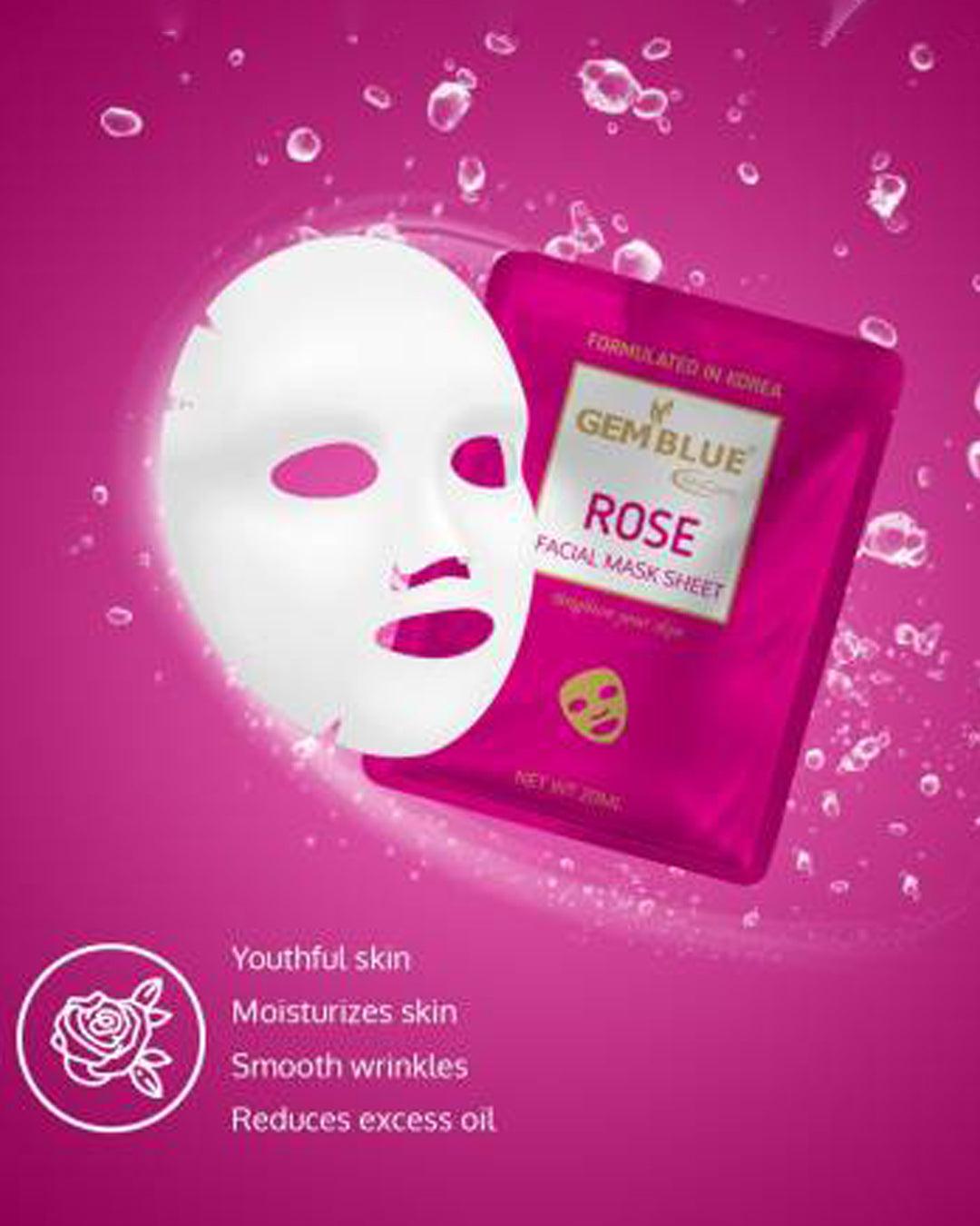 Gemblue Biocare Rose Facial Mask Sheet - Pack Of 2 - MARKET 99