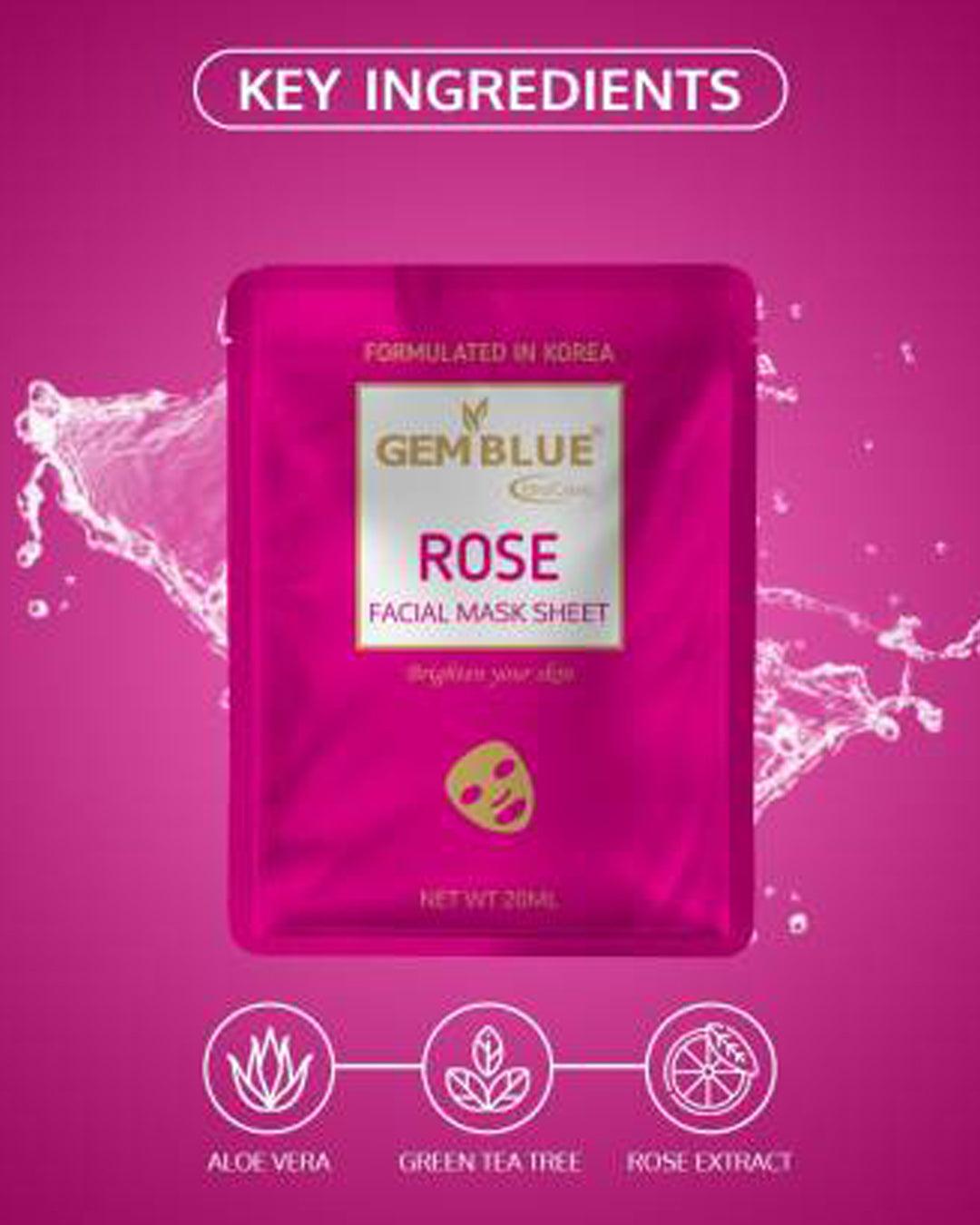 Gemblue Biocare Rose Facial Mask Sheet - Pack Of 2 - MARKET 99