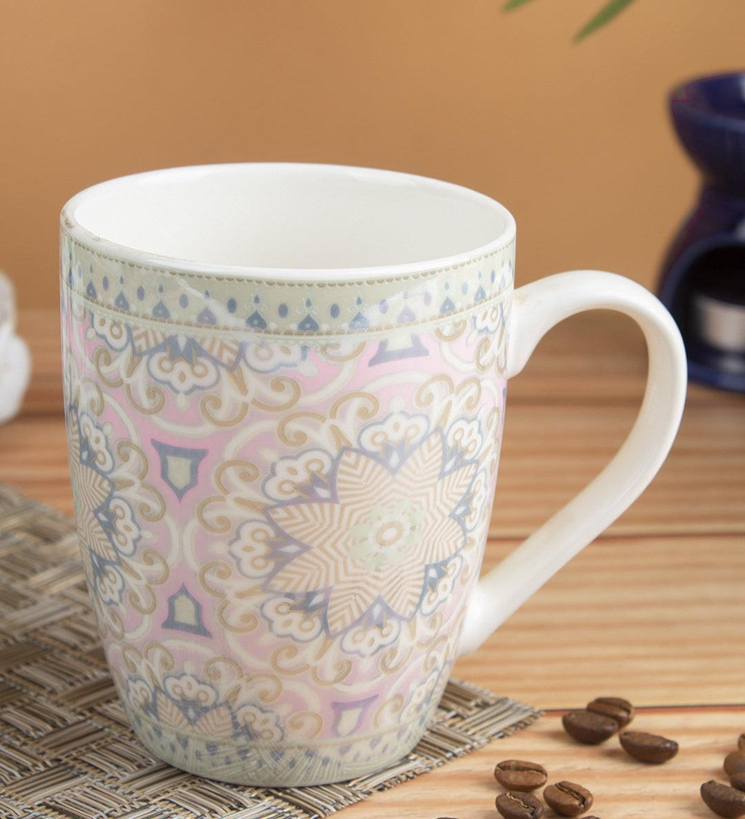 Geometric Pattern Ceramic Coffee Mug (350 mL) - Assorted Colour - MARKET 99