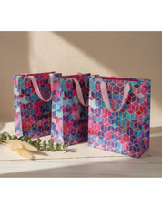 Gift Bag, 3D Tile Print, Small, Paper Bag, Multicolor, Paper, Set of 3