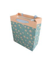 Gift Bag, Botanical Print, Large, Paper Bag, Cyan, Paper, Set of 3 - MARKET 99