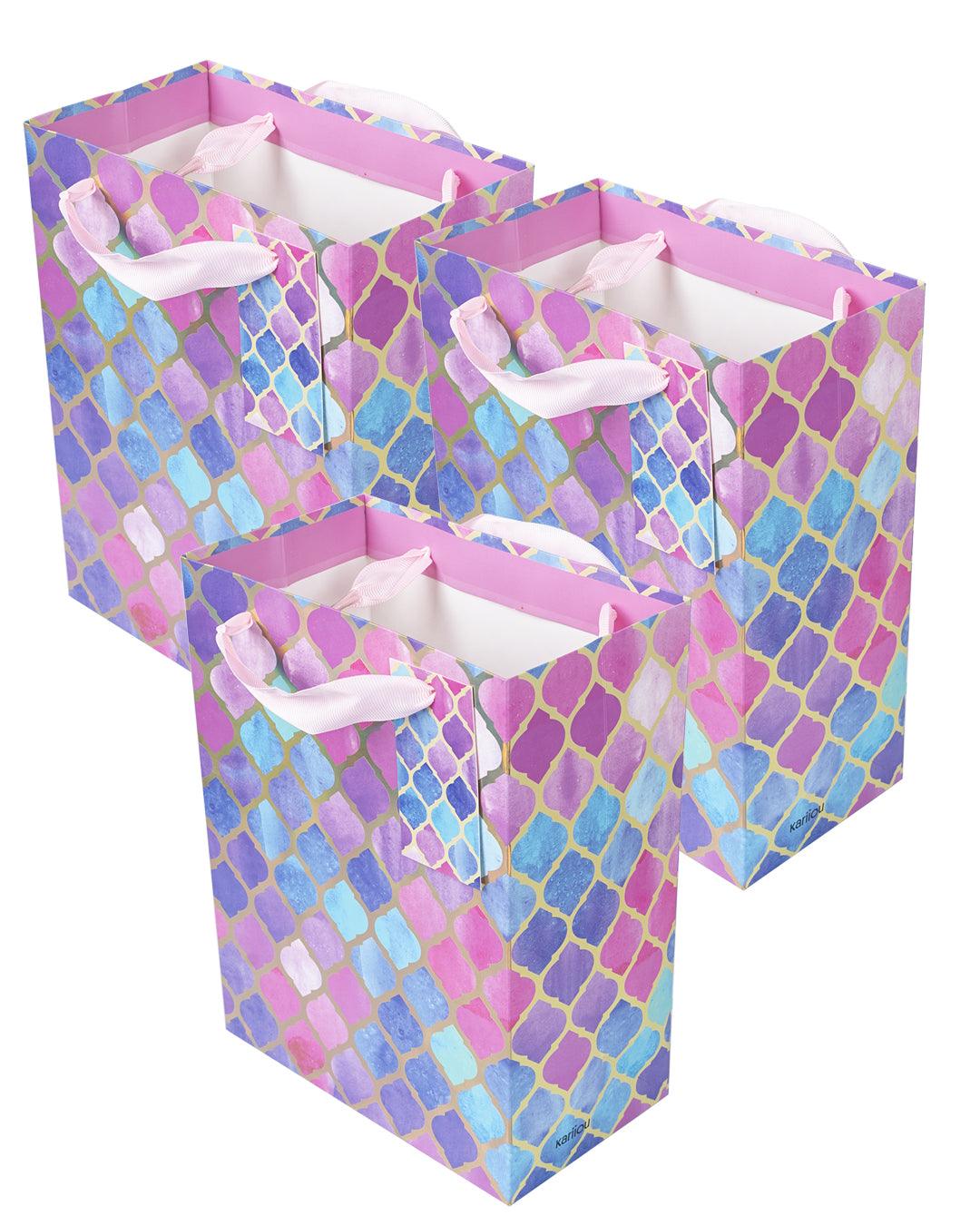 Gift Bag, Clover Print, Small, Paper Bag, Multicolor, Paper, Set of 3 - MARKET 99