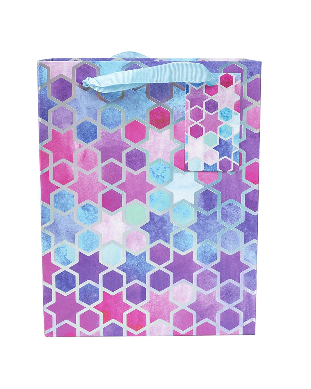 Gift Bag, Stars & Circles Print, Medium, Paper Bag, Multicolor, Paper, Set of 3 - MARKET 99