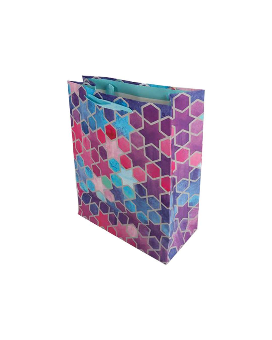 Gift Bag, Stars & Circles Print, Medium, Paper Bag, Multicolor, Paper, Set of 3 - MARKET 99