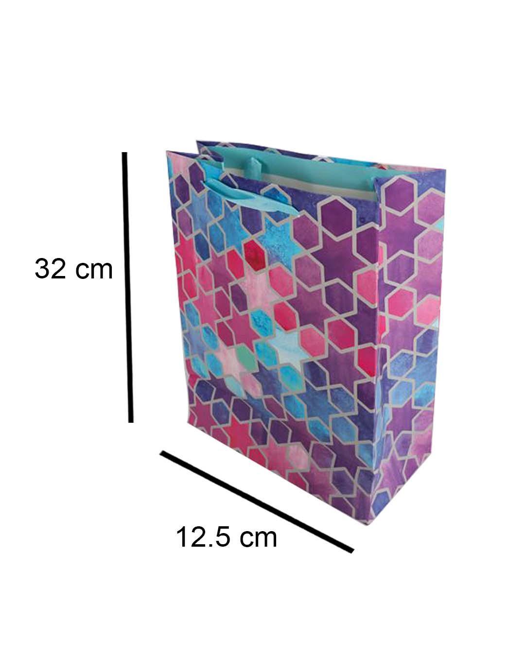 Gift Bag, Stars & Circles Print, Medium, Paper Bag, Multicolor, Paper, Set of 3 - MARKET 99