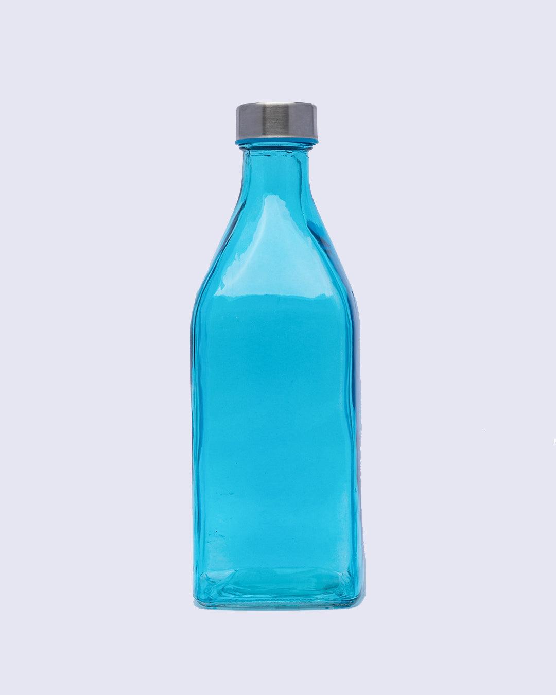 Glass Bottle, Water Bottle, Modern Design, Blue, Glass, 1.1 Litre - MARKET 99