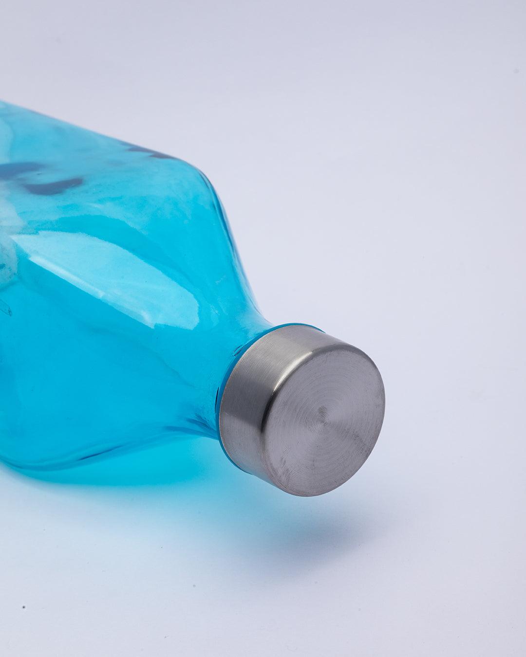 Glass Bottle, Water Bottle, Modern Design, Blue, Glass, 1.1 Litre - MARKET 99