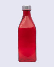 Glass Bottle, Water Bottle, Modern Design, Red, Glass, 1.1 Litre - MARKET 99