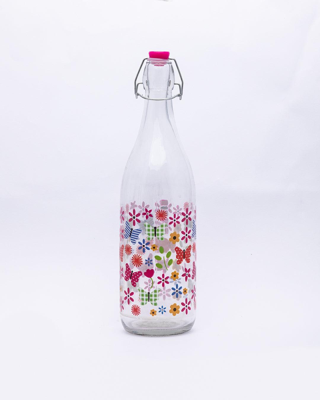 Glass Bottle, Water Bottle, Modern Design, Transparent, Glass, 1 Litre - MARKET 99