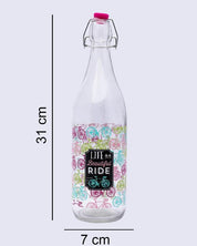 Glass Bottle, Water Bottle, Modern Design, Transparent, Glass, 1 Litre - MARKET 99